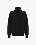 Lauren Turtleneck in Midnight Black, an alpaca turtleneck knit with long sleeves, brushed texture and soft stretch.